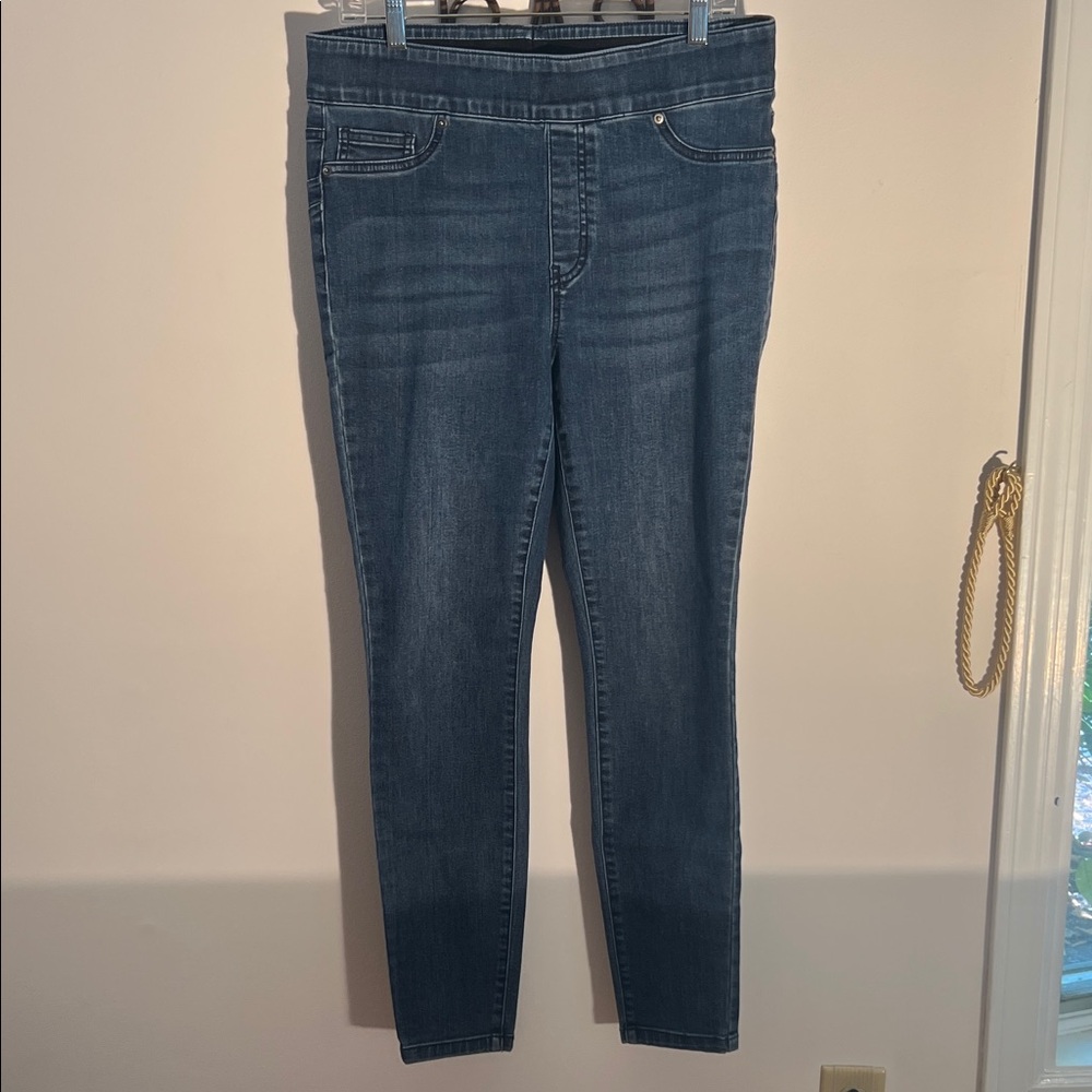New York & Company Dark Blue High Waisted Pull on Skinny Jeans Leggings